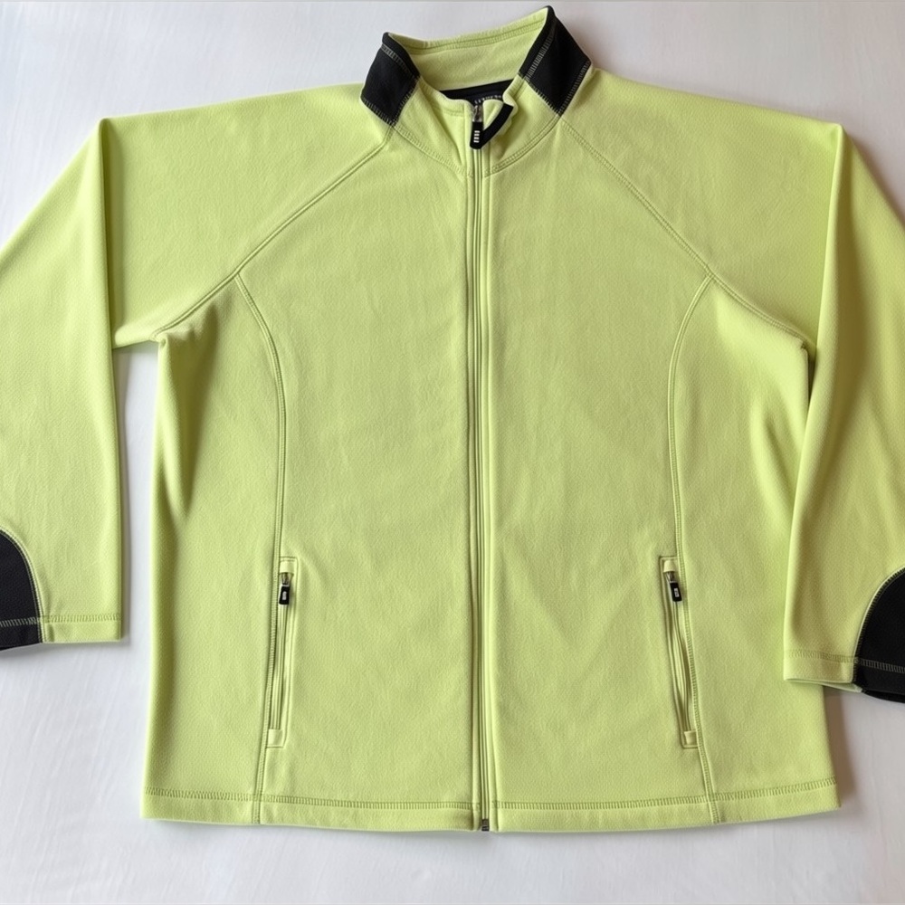 Lands’ End Fleece Sweatshirt. Green and Black. Size 1X (16W / 18W)